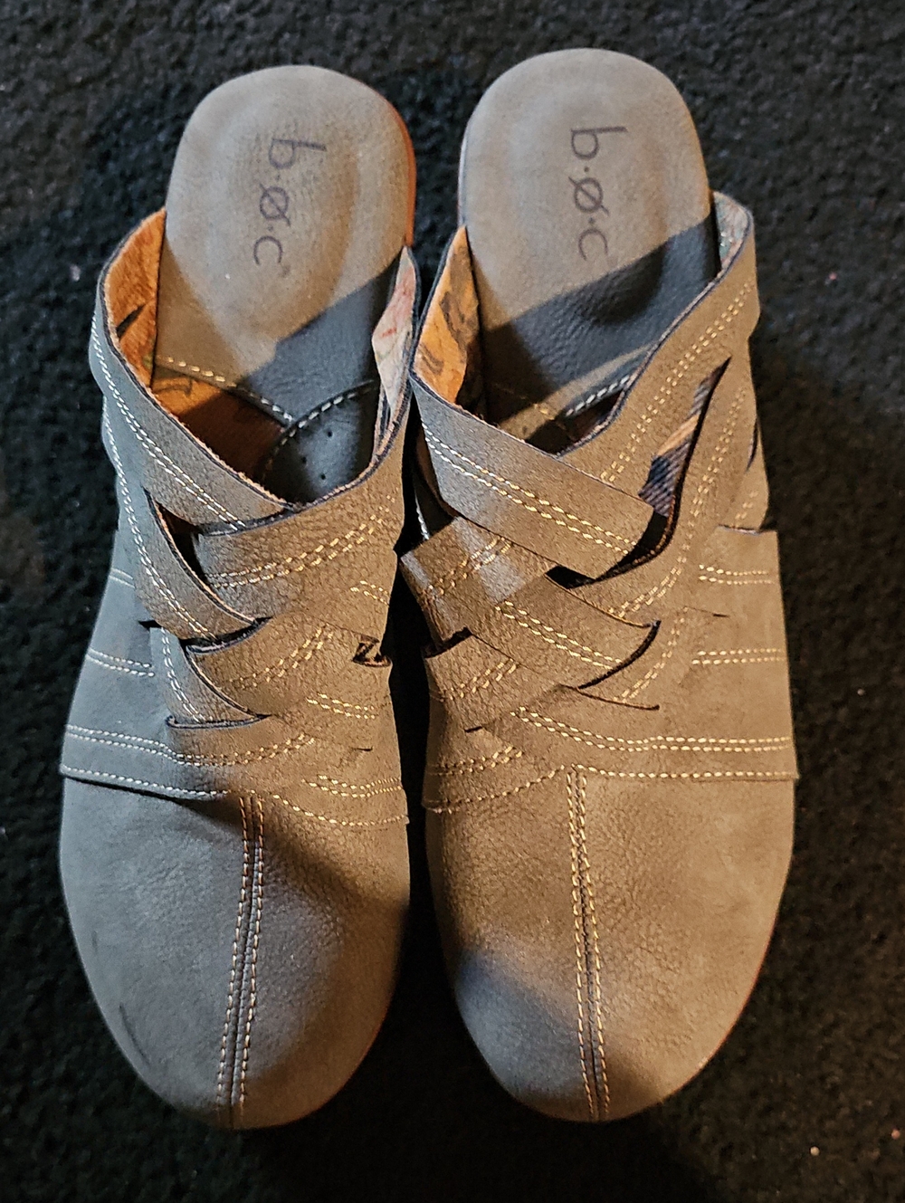 b.o.c. Women's Taupe Suede Crisscross Slip-On Mules